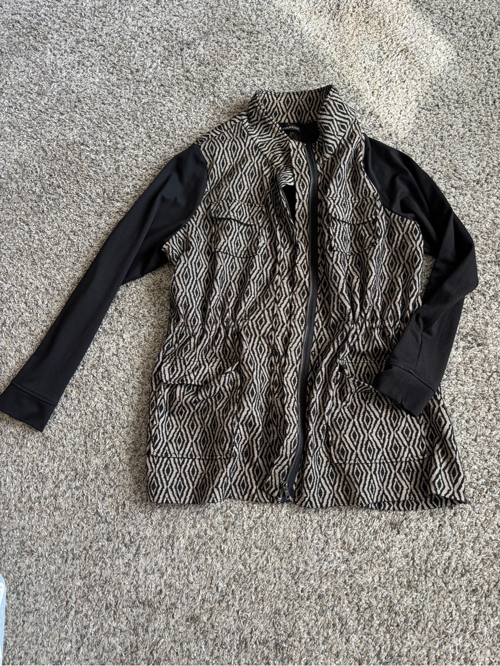 Maurices Black Sleeve Woven Geometric Utility Jacket